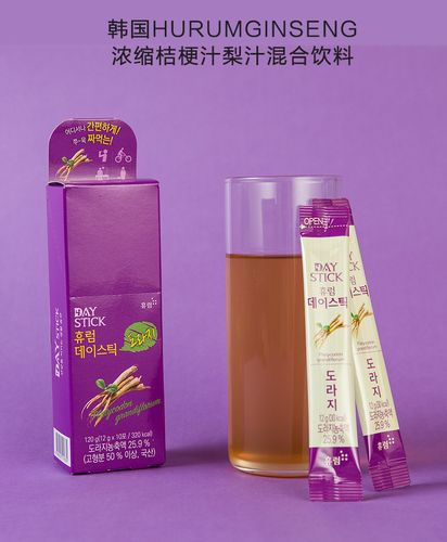 韩国原产hurumginseng浓缩桔梗汁梨汁混合饮料便携装12gx10包紫色